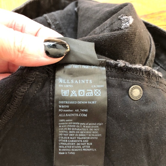 All Saints Black Distressed Denim Mini Skirt - Picture 7 of 7